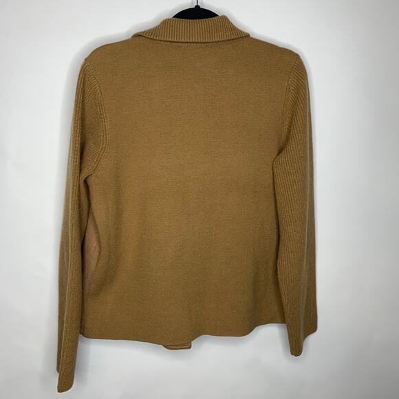 Ann Taylor Camel Asymmetric Zip Cardigan Sweater Sz Large - Picture 2 of 5
